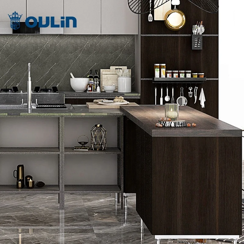 Modern Fashion Light Luxury Kitchen Cabinet MDF Household Apartment Kitchenette