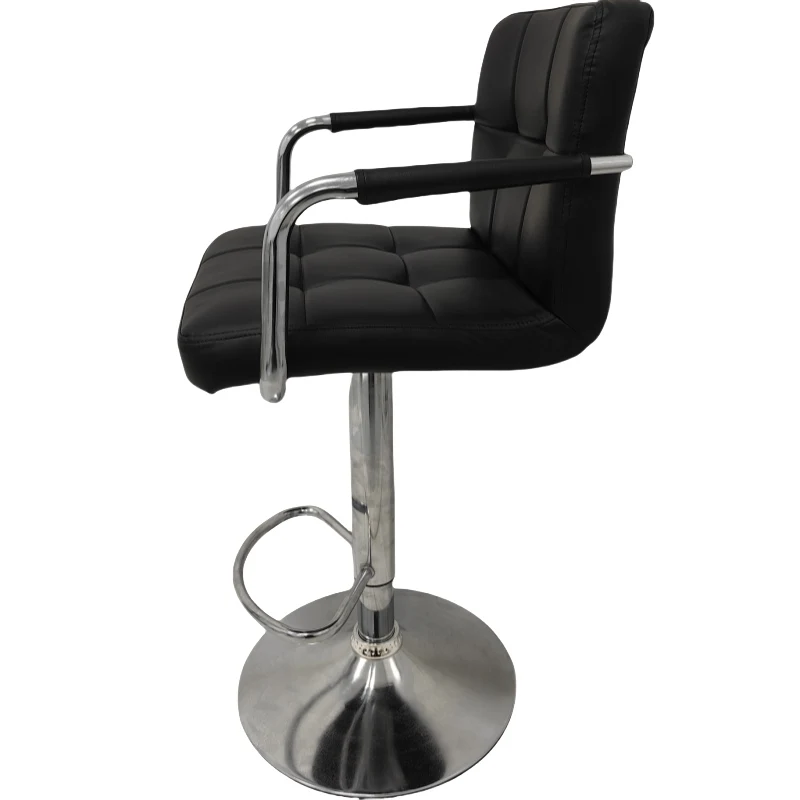 Swivel Chrome Base Pu Leather Counter High Bar Stool Chair With Armrest