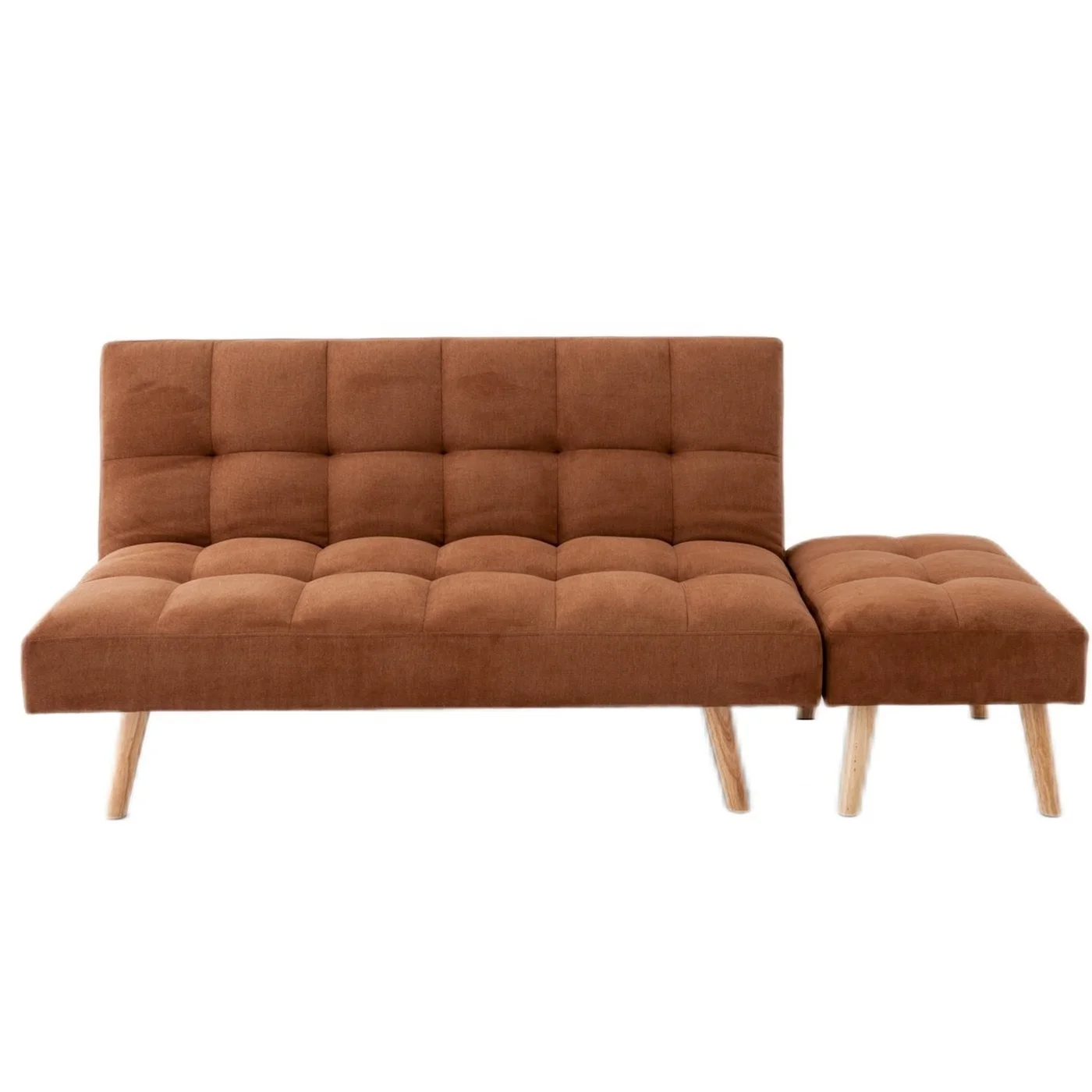 Metal Legs & 3 Adjustable Backrest Angles, M Lounge Chair Set Double Sofa Bed with Ottoman, Convertible Folding Futon Chair