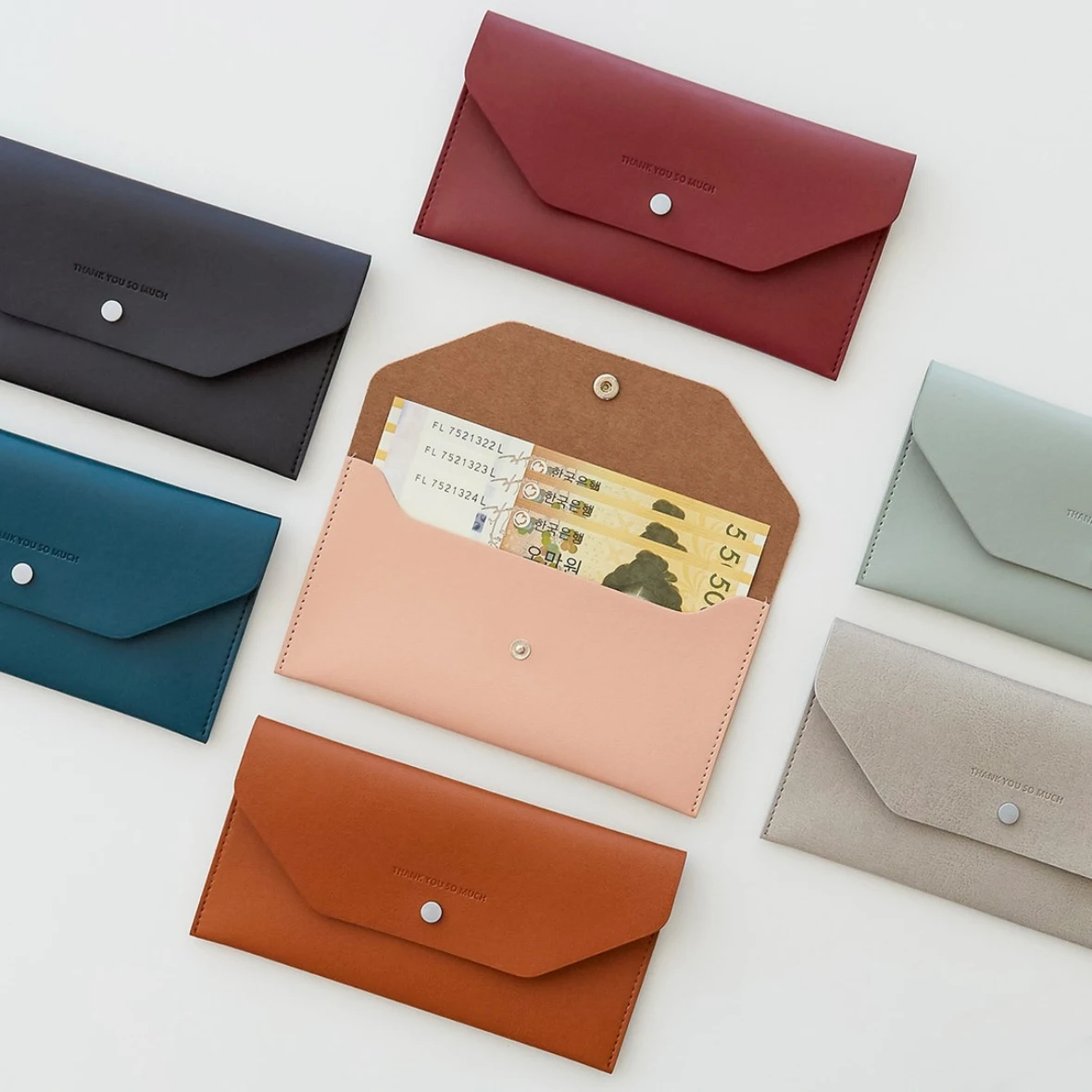 Envelope Wallet PU Leather Reusable Cash Stuffing Wallet Small Money Wallet Holder for Women Men Students Office Bank Envelope