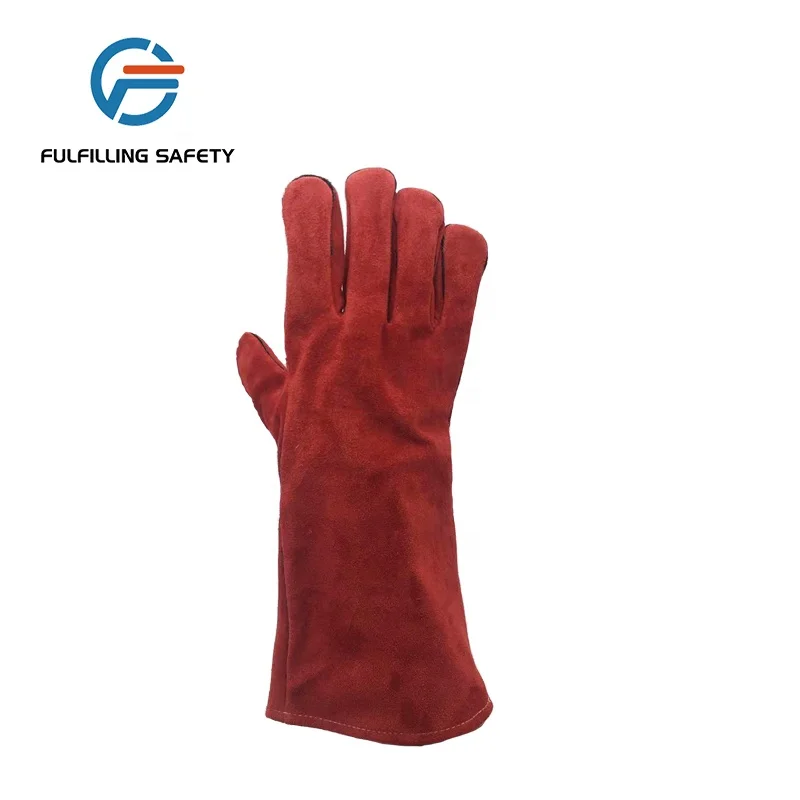 With or without lining,gauntlet colorful split cow welding palm workwear leather glove