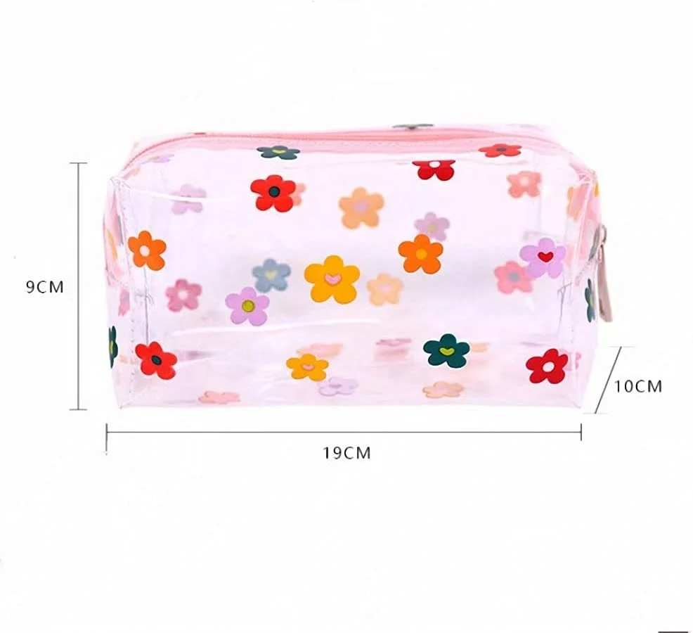 custom logo transparent PVC Toiletry Portable  Clear Cosmetic Makeup Carry Pouch Printed Waterproof Zipper Bags for Vacation