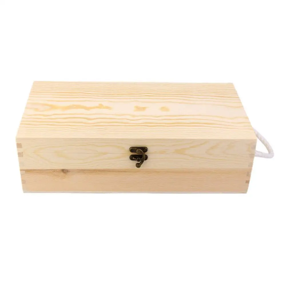Wooden Wine Box Empty Dual Bottle Carrier Crate Case