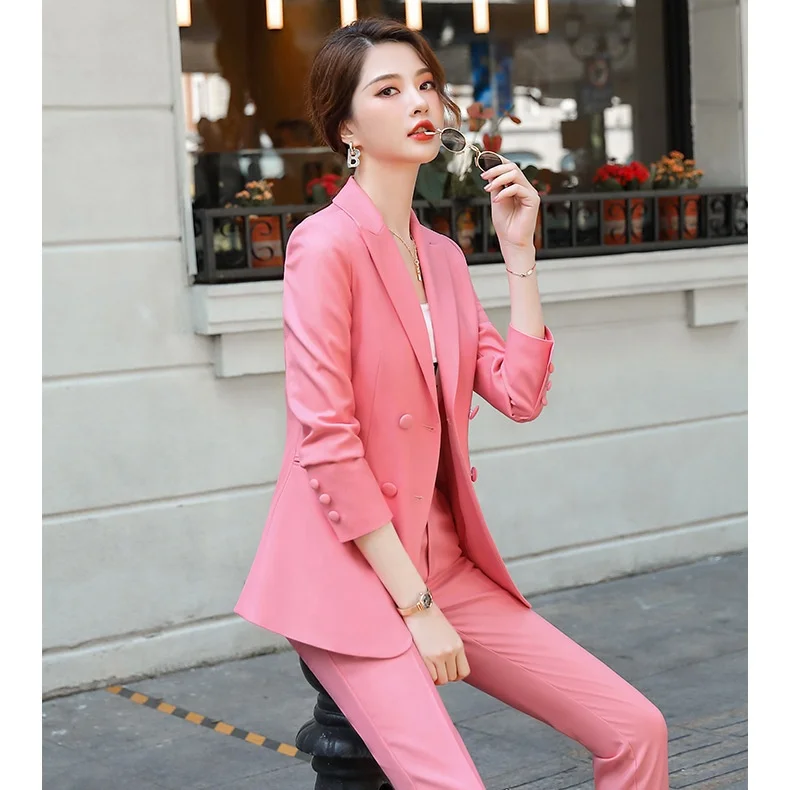 2022 high quality Keep shape Solid color Elegant Business  style Women Office suit