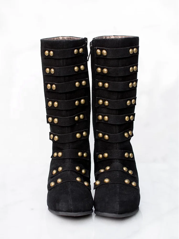 Perfectly with Jeans or Leggings Kids Fashion Knee Black Suede Military Long Boots For Girls
