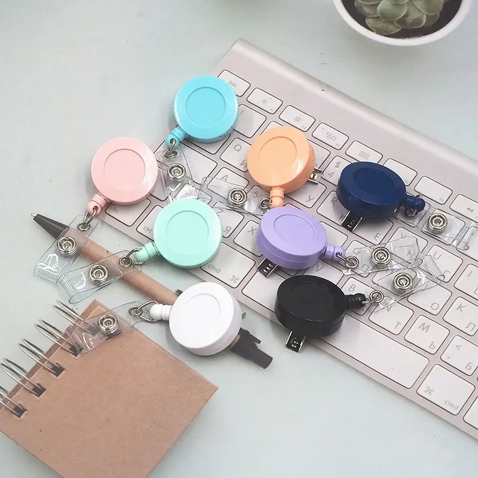 JINHAO ID Name Card Metal Badge Holder Anti-Lost Clip Office Supply 360 Rotation Retractable Badge Reel