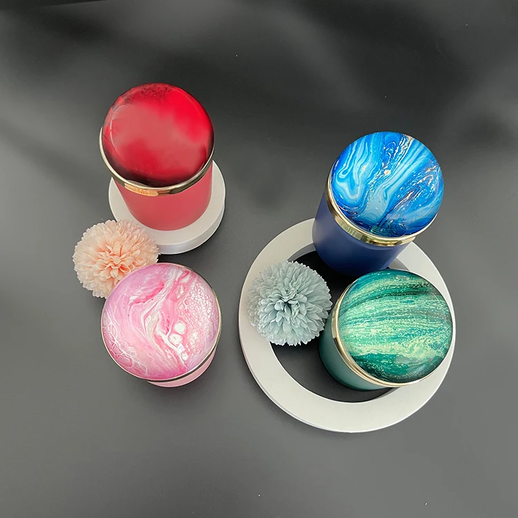 Colorful Starry Galaxy Crystal half ball 8oz Golden lid Scented Soy Wax Candles