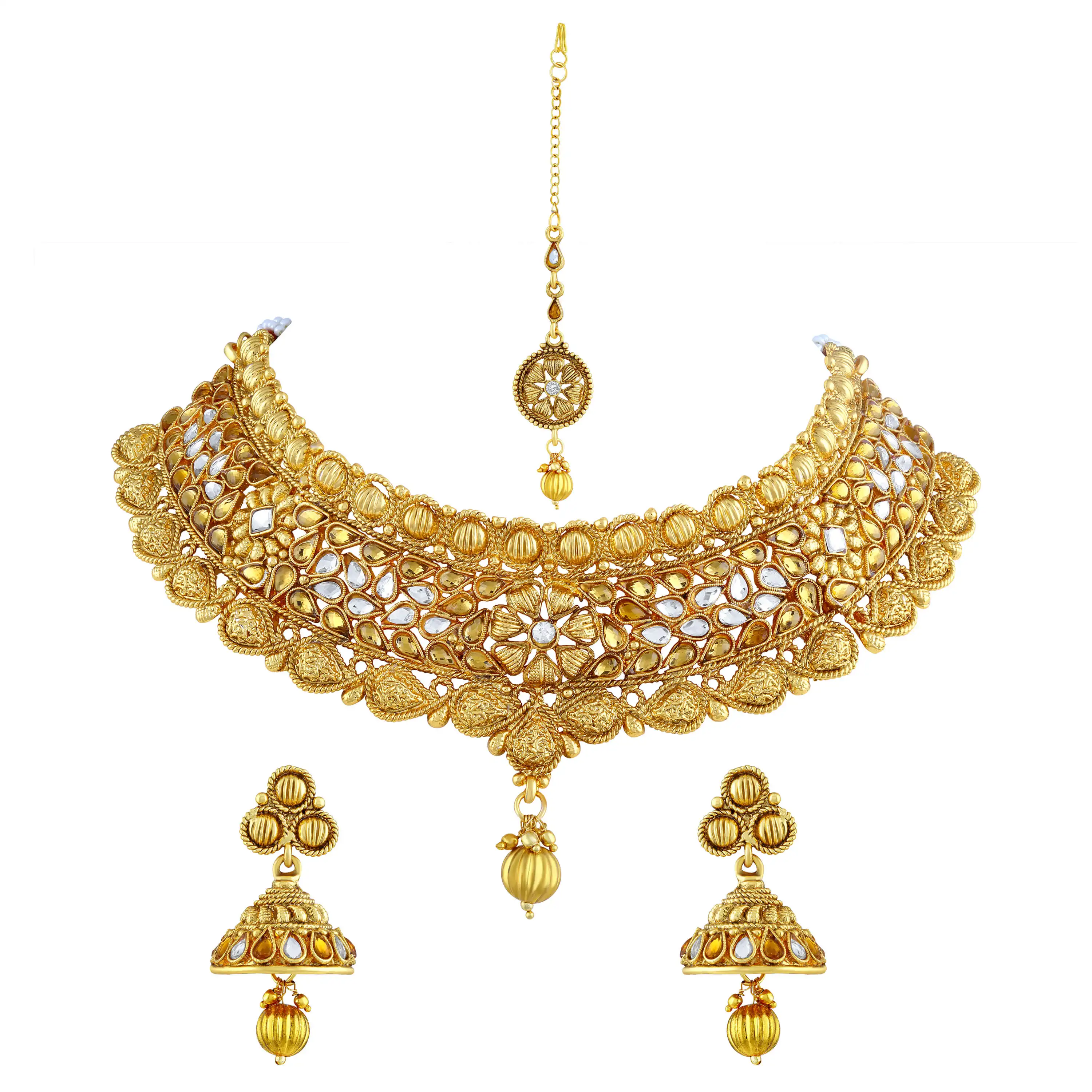 Wholesale Indian Yaariyan Fashion Marvellous Designer Gold Plated Choker Necklace Set For Women