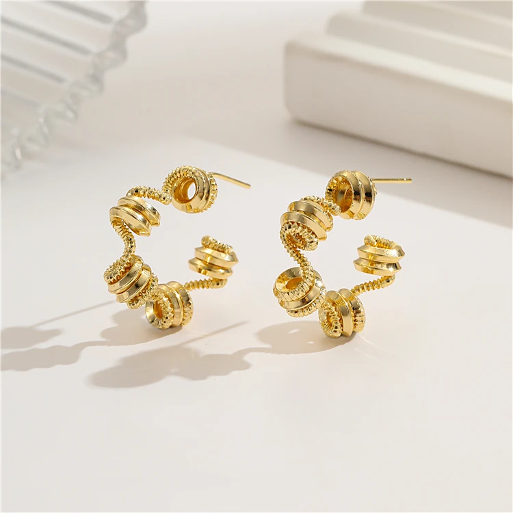 Hypoallergenic Brass Gold Plated Geometric Earrings Fashion Jewelry Accessories Wholesale