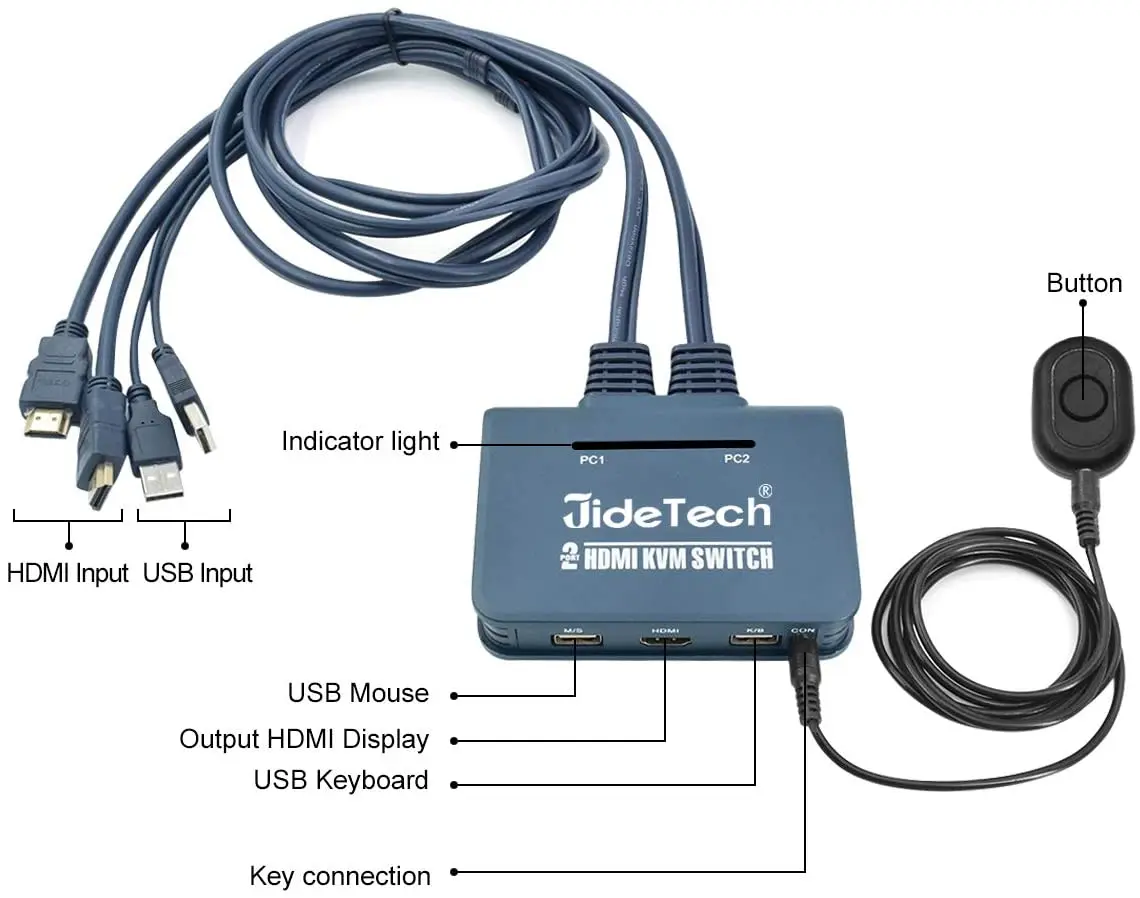  2 порта KVM USB HDMI кабель Switch 4k x 2K @ 30 Гц разрешение видео кабели и периферийный