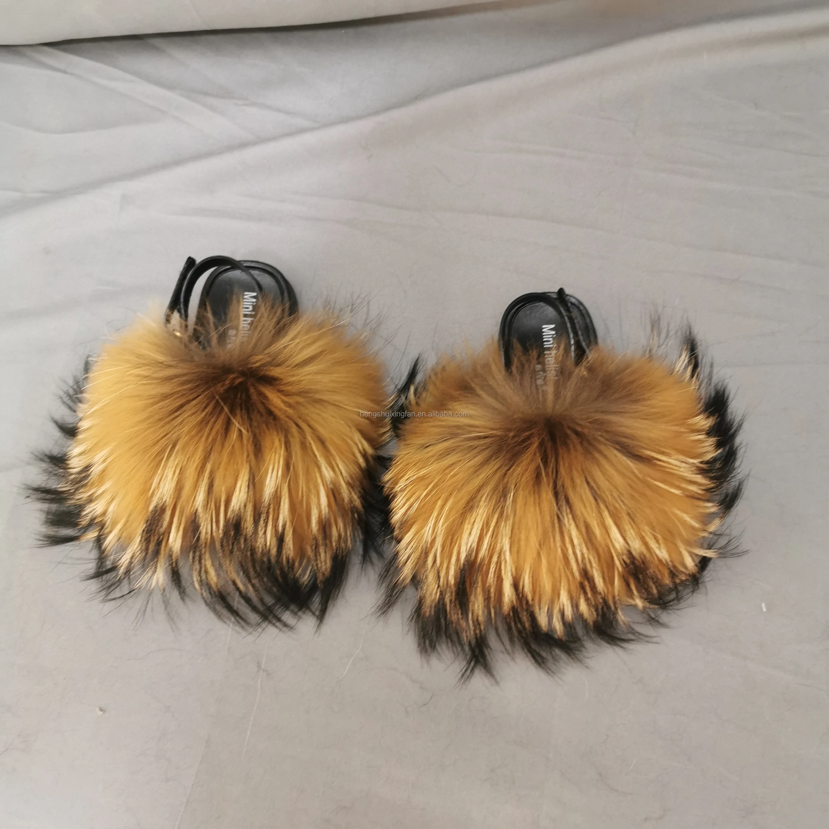 
Wholesale Child Baby Girls Kids Fox Fur Slides Indoor Outdoor Comfortable Multi Color Children Fur Slippers for Kids 