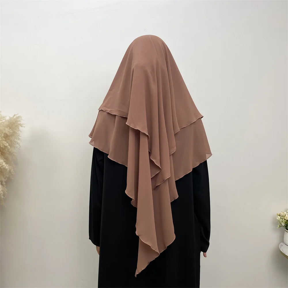 Muslim Crepe Long Hijab Khimar Caftan Turban Women Ramadan Prayer Garment Abaya Hijabs Scarf Wrap Islamic Dubai Saudi Niqab Tops