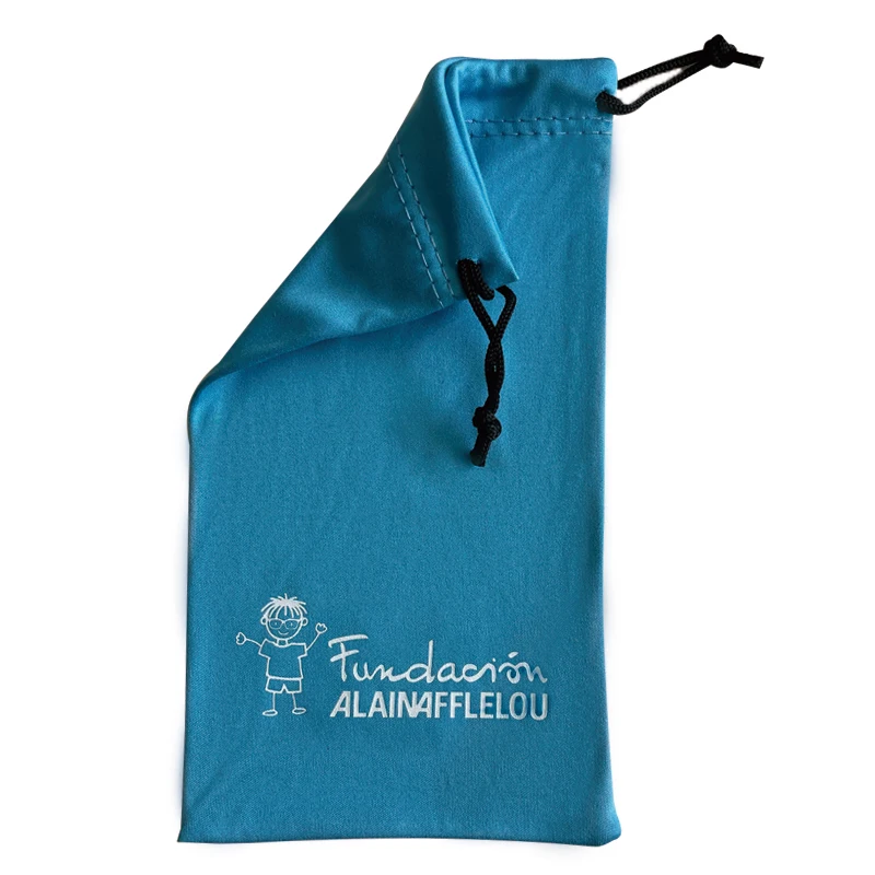 RPET Microfiber Eyeglass Pouch PU Velvet Fabric Sunglasses Case with Bead Lock Soft Store for Glasses