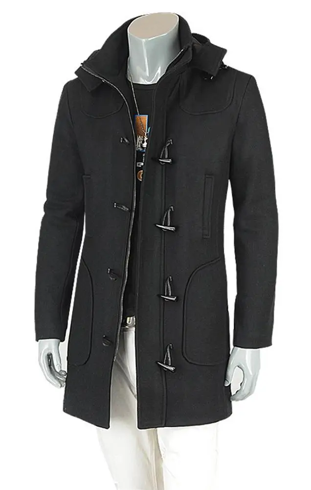 OEM Newly style mens wool trench coat with hood FASHION style man slim fit trench coat