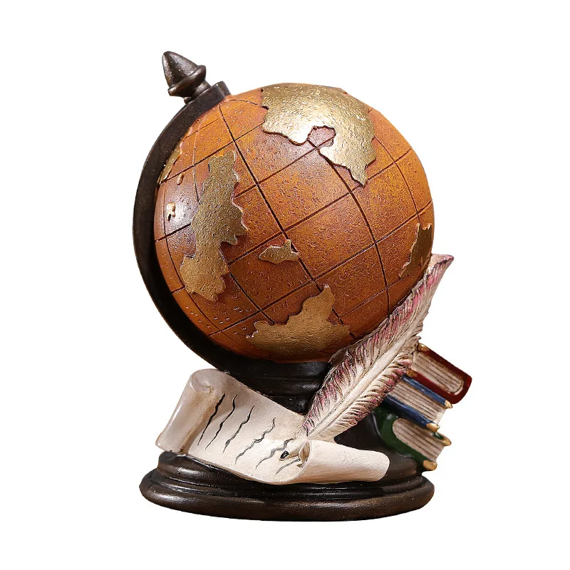 Factory Custom Cartoon Characters Globe Piggy Bank Modern Home Decor kid Piggy Bank miniature Figurines Handicraft Resin