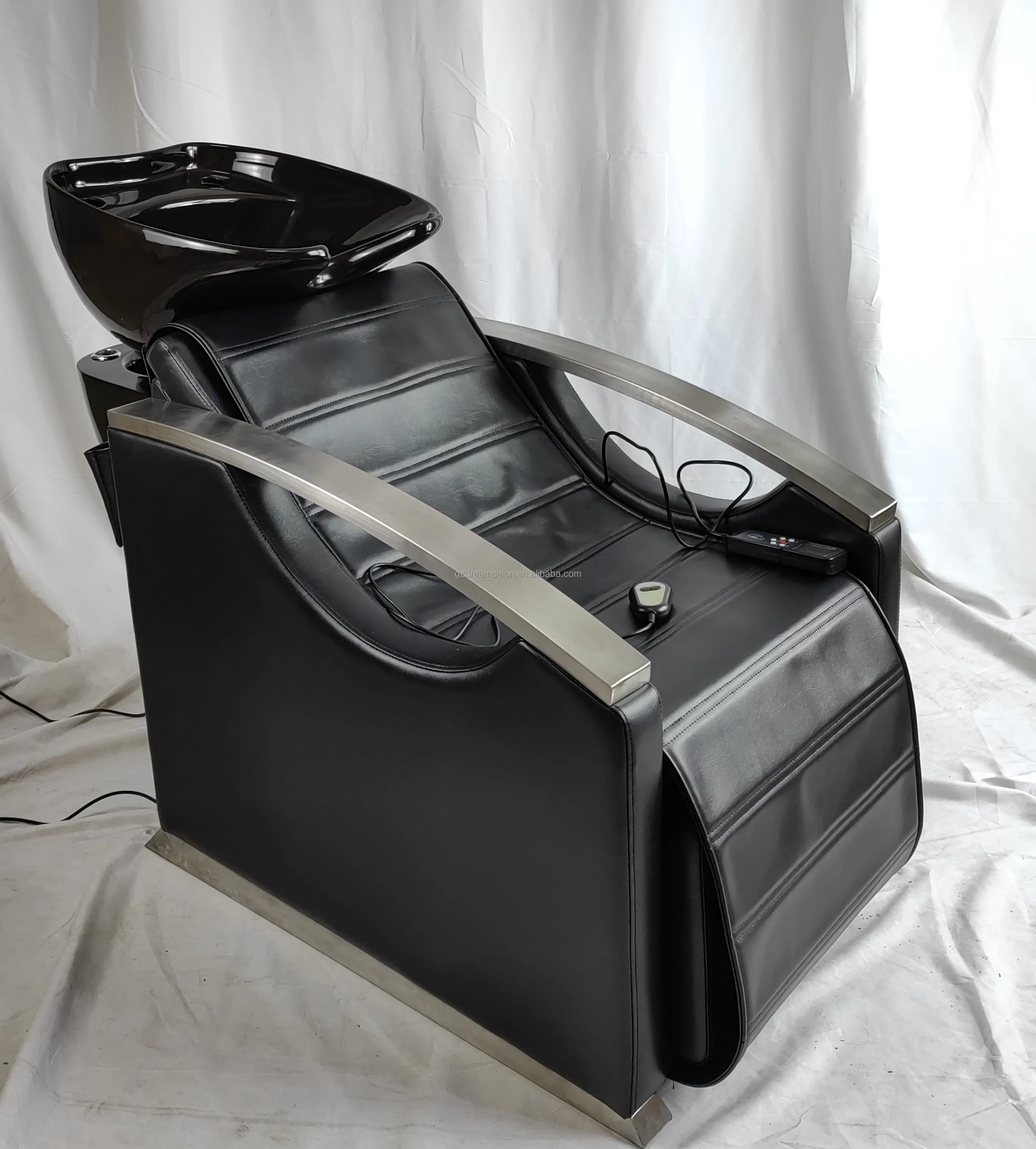 DREAMSALON Best Sale Electric Salon Shampoo Chair Black Artificial Leather Ceramic Washbasin with A Maximum Warranty Of 3 Years