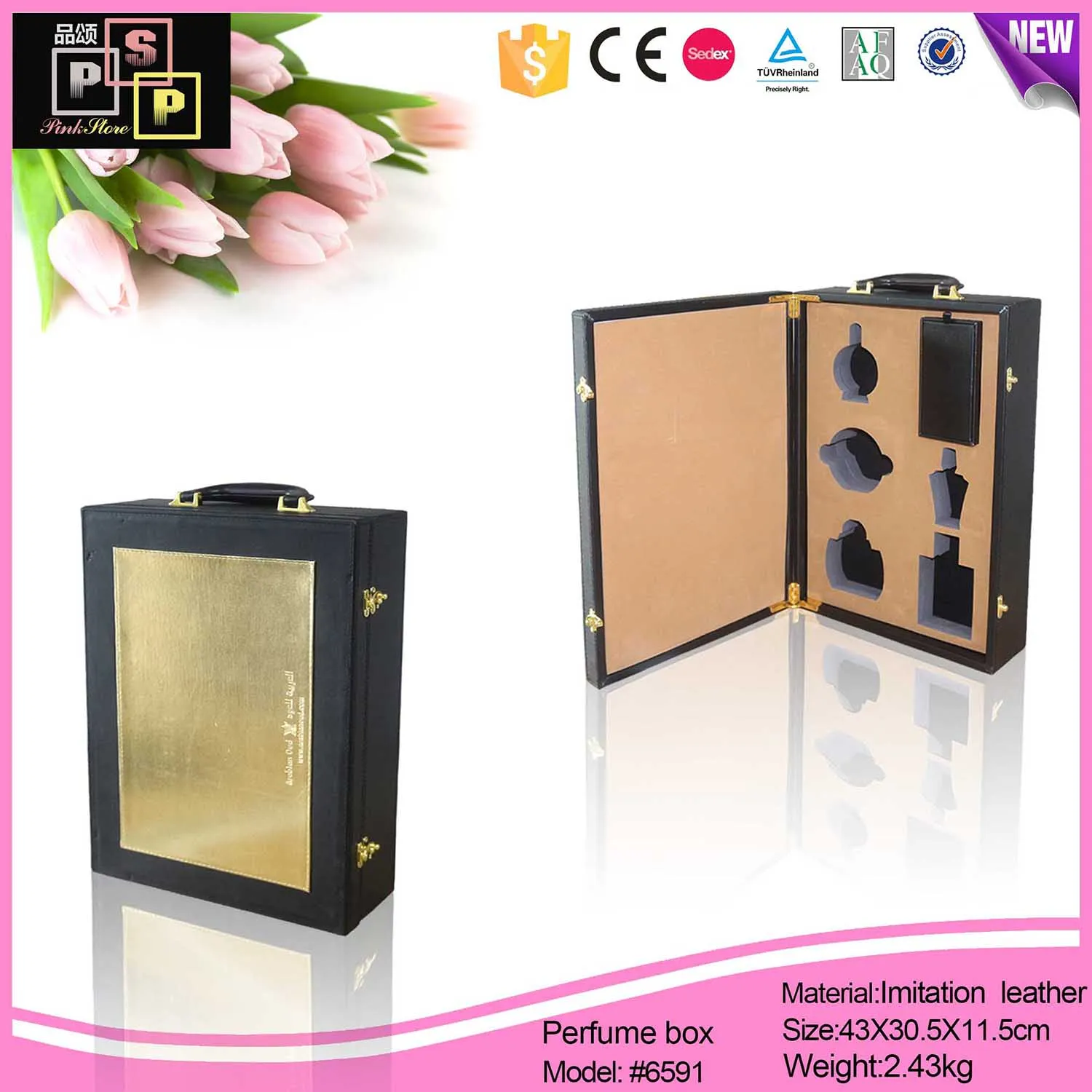 High-end Nice Delicate Wooden Perfume Box Suitcase With Lock And Handle