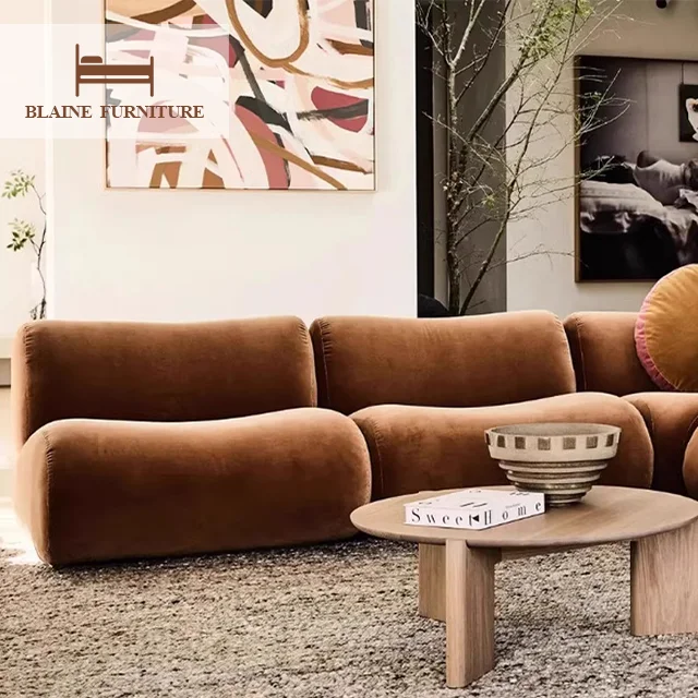 In Box Nordic Design Fabric Home Living Room Compression Sofa Set Furniture Velvet Fabric Factory Direct Sales Compressed Sofas