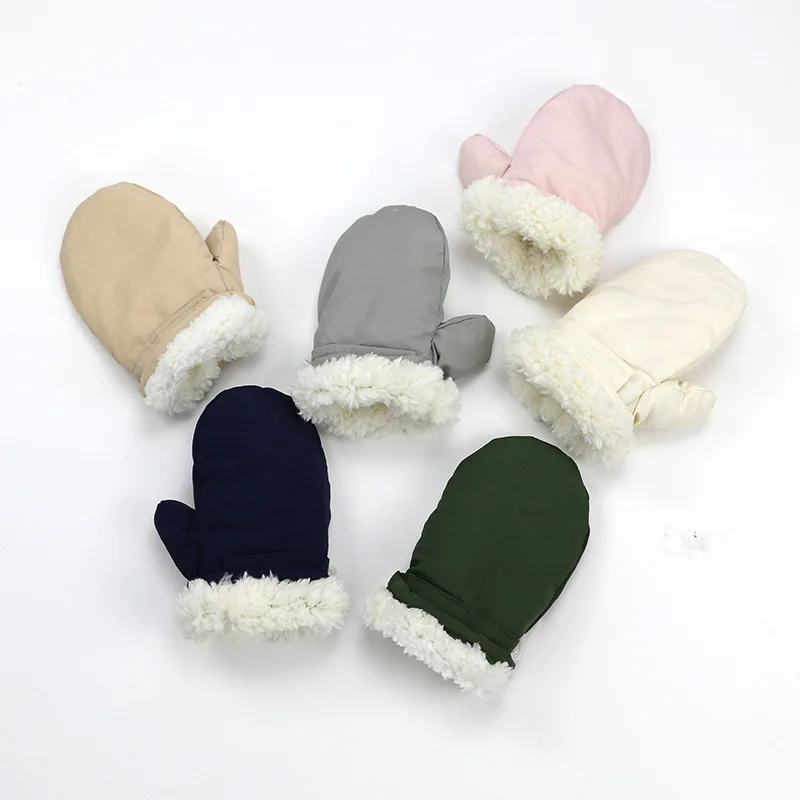 Children winter models solid color accessories newborn warm mitten baby padded fashion ski mitten