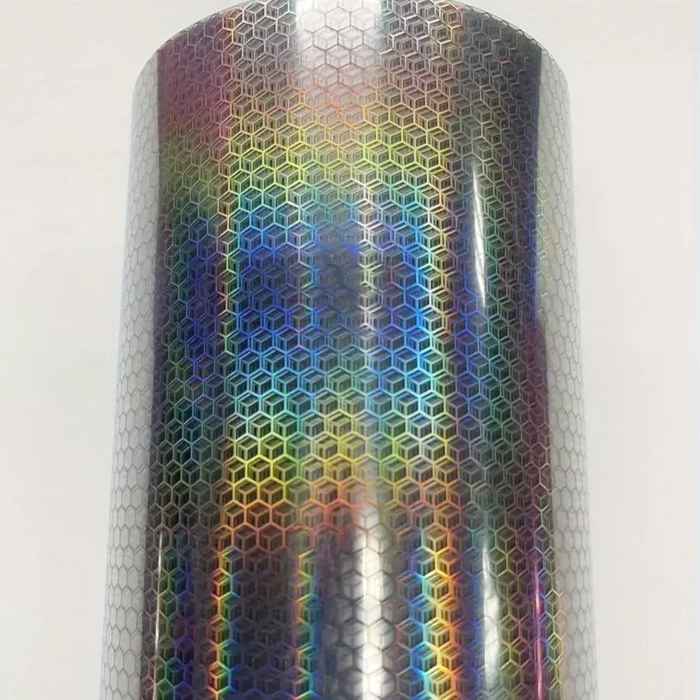 UV Protected Color-Changing Holographic Laser Honeycomb Plastic Film Car Headlights Tail Lights LED Tint Film