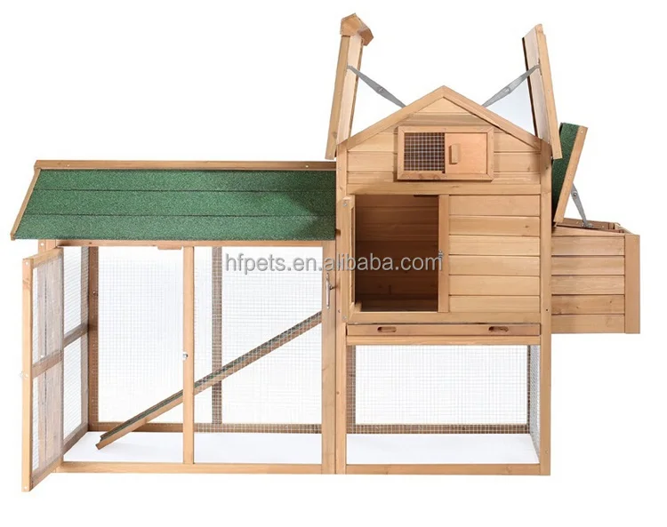 Wooden Chicken Coop Outdoor Backyard Large Fir Wood Coop with Running Fence