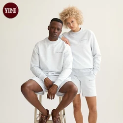 Custom Crewneck Cotton Sweatshirt And Shorts Set Fleece Tracksuit Men Womens Unisex Sweatsuits