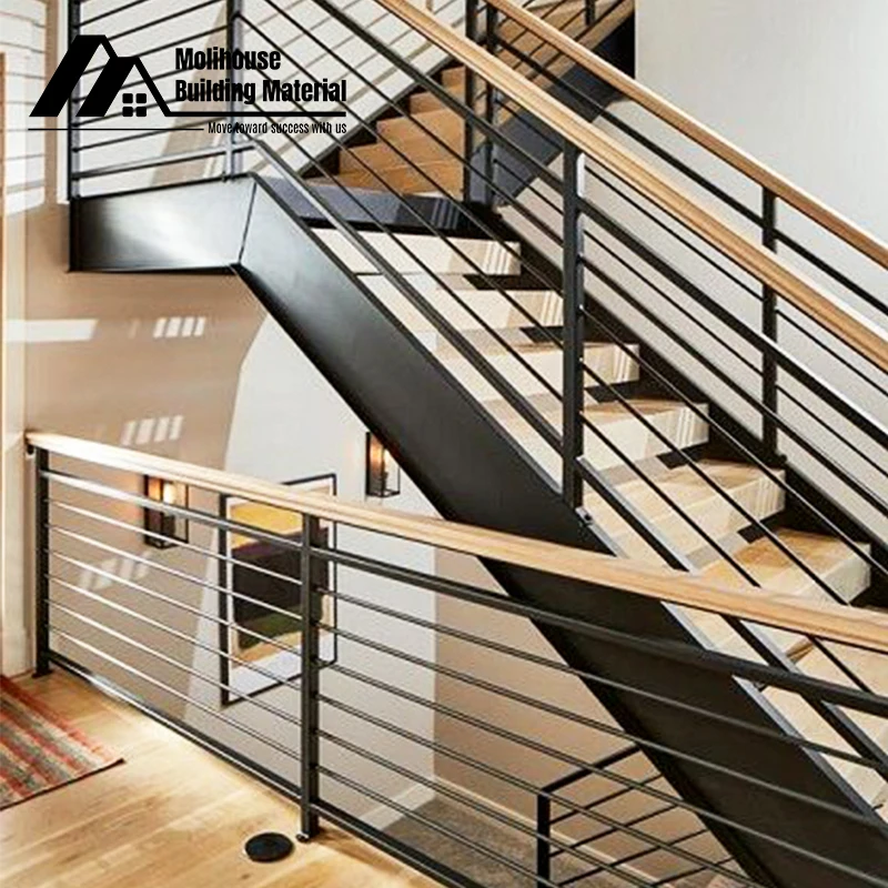 Modern Design Iron Staircase Railings Porch Handrails Balcony Railing Wrought Iron Cable Handrail Balustrade