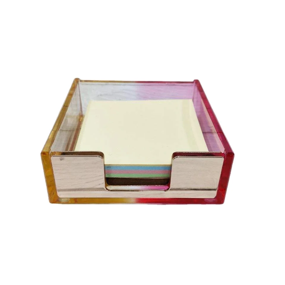 Choice Fun High Quality Plastic Square Clear Memo Notepads Acrylic Sticky Note Holder For Office Desk Organization