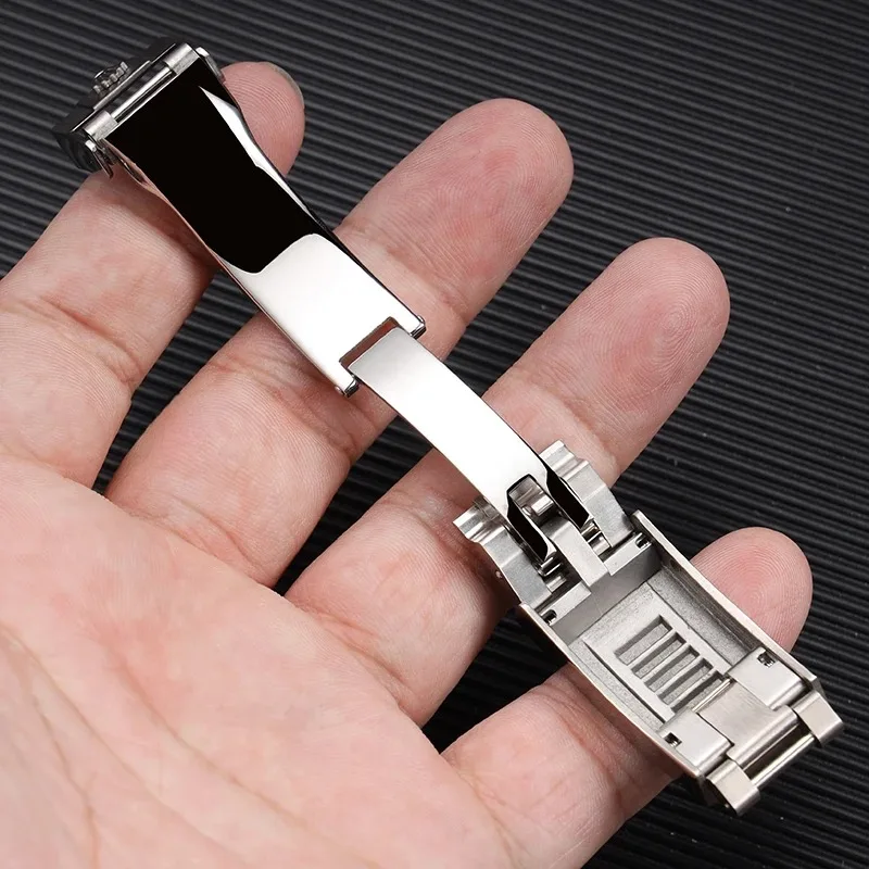 9mm Watch Band Glide Clasp for R-olex DAYTONA SU-BMARINER GMT Yacht-Master Stainless Steel Fine-tuning Pull Button Watch Buckle