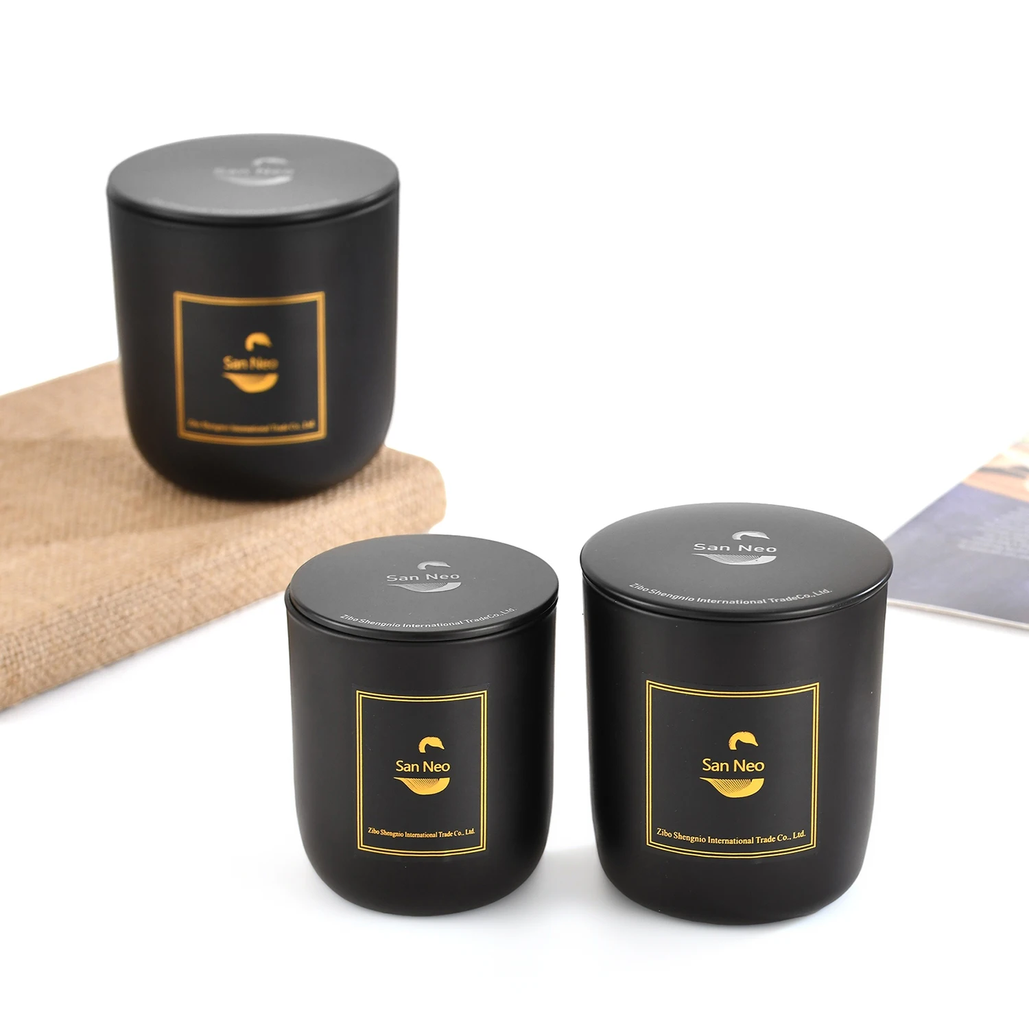 Sales Reasonable Price Wholesale Matte Brown Black Luxury 8 Oz Glass Candle Jar With Lids