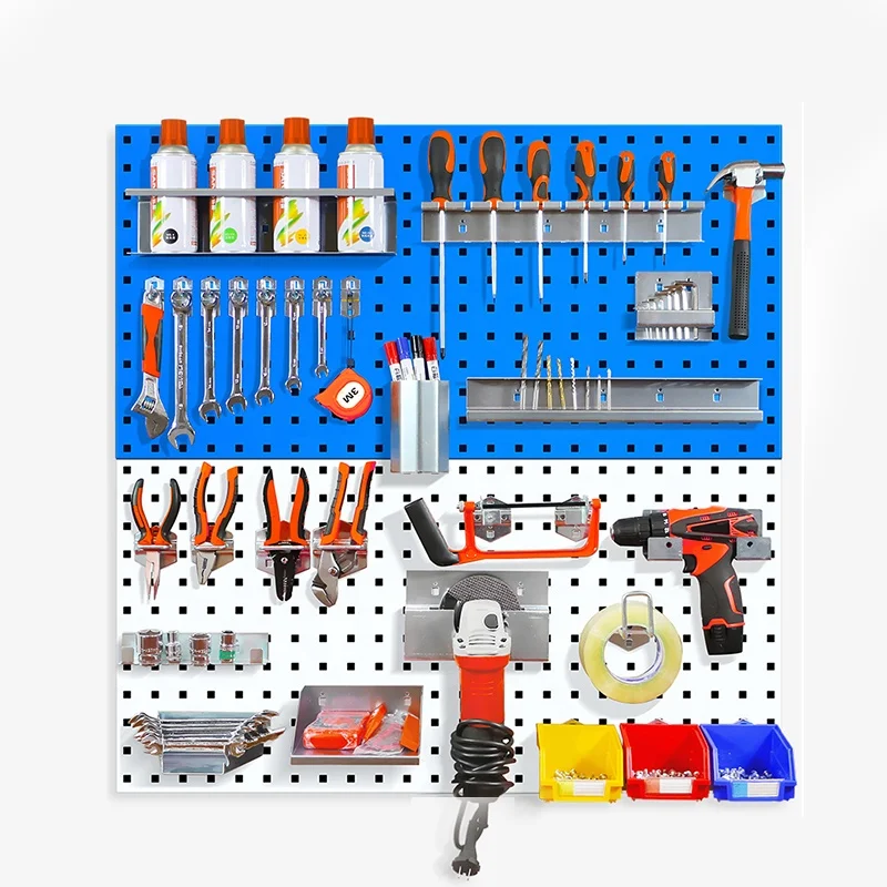 Heavy Duty Peg Board Panels Black Pegboard Display Wall Organizer Steel Tool Storage Frame Large Metal Pegboard For Walls Home