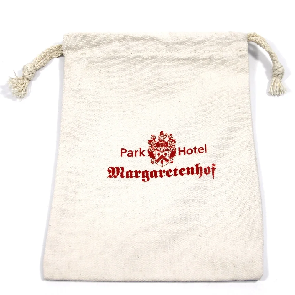 High Quality Custom biodegradable small canvas Double String Dust Bags hotel hair dryer cotton drawstring bag with logo