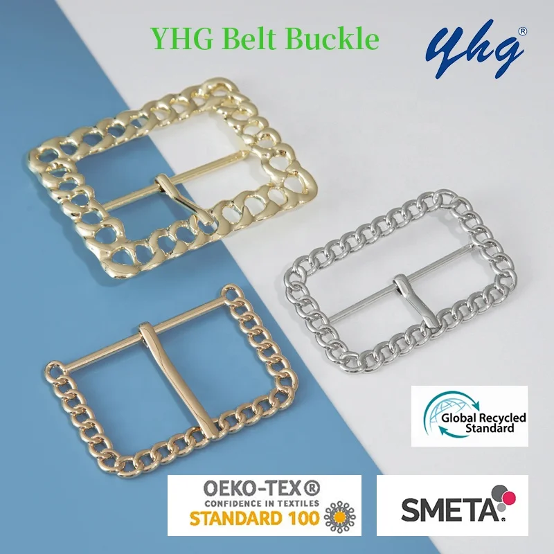 YHG Embossed Custom Logo Rhinestone Zinc Alloy Letter Metal Buckles for Leather Belt for Jean Clothing