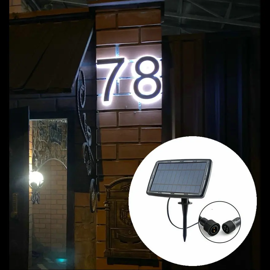 Outdoor Bright Luminous Acrylic Waterproof 304 stainless steel Backlit LED house number plate led number