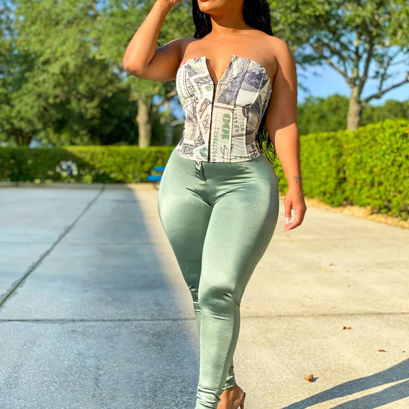 Free Sample Wholesale 6XL plus size top blouse sleeveless money Print Top corset and bustiers