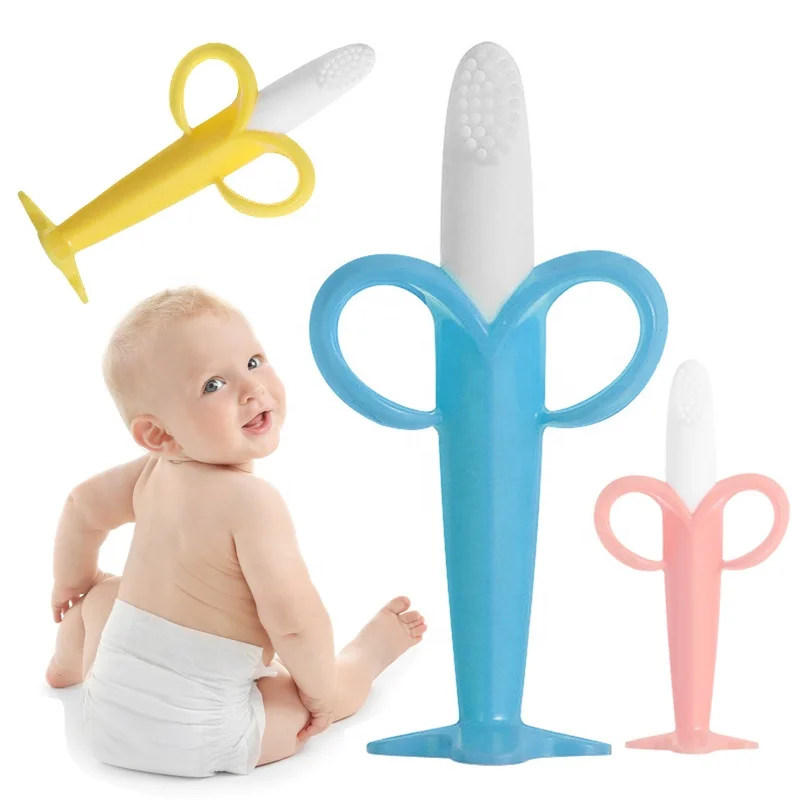 
BPA Free Silicone Baby Teether Banana teether molar stick Toothbrush Pacifier 