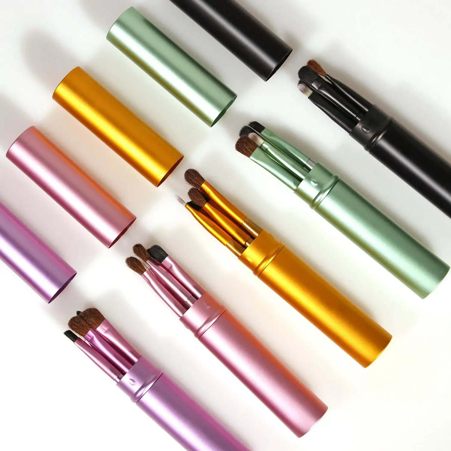 
Skyey Care 5pcs Travel Portable Mini Eyeshadow Makeup Brush Set With Aluminum Box 