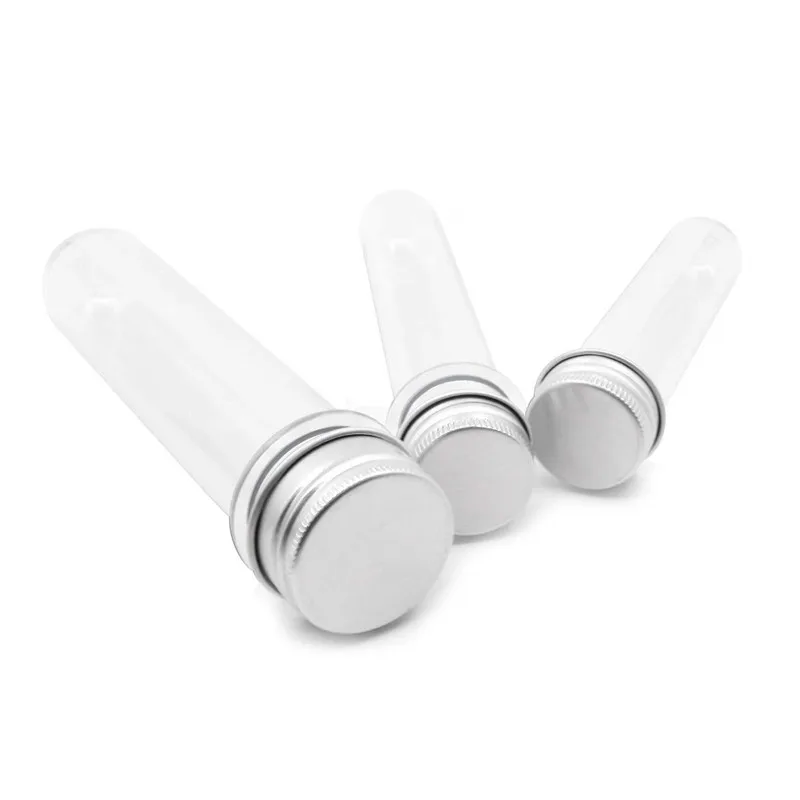 manufacture 50ml 40ml plastic test tube bottle,data cable tube, data line tube with screw aluminum cap