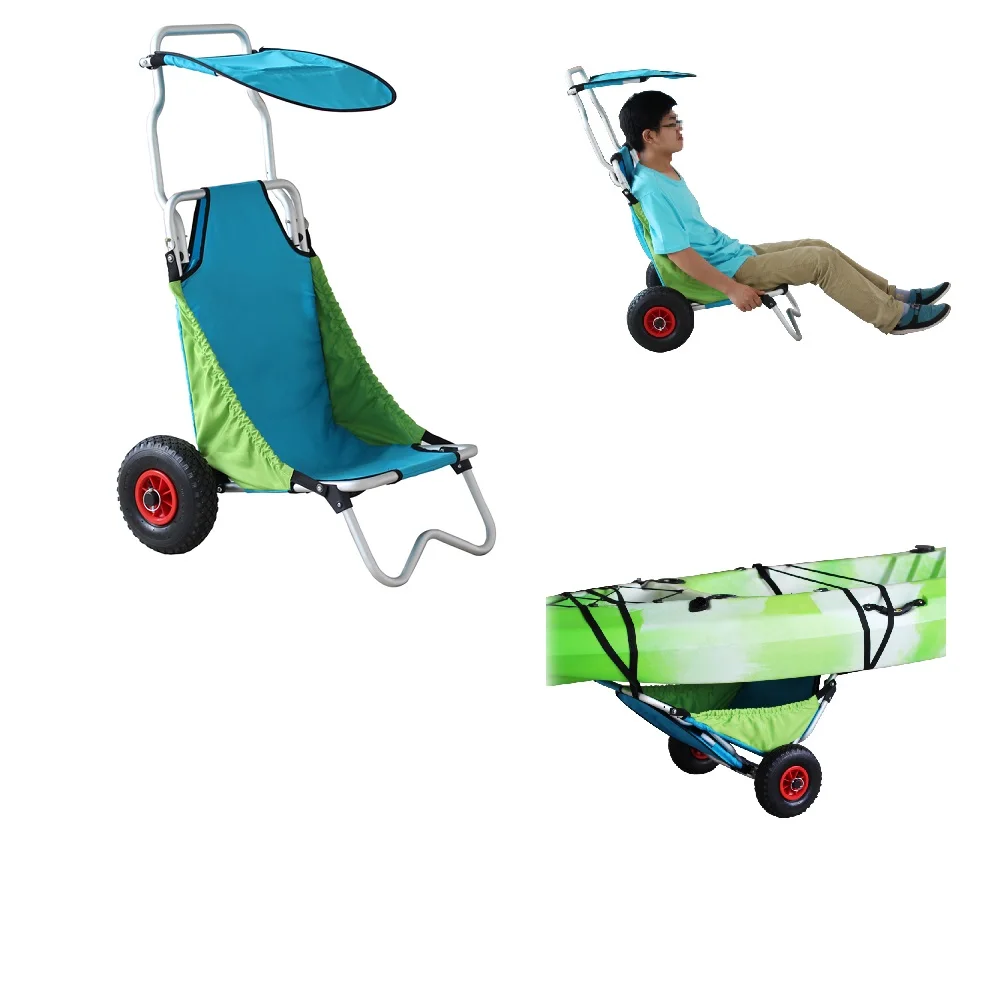 Hot Sale Customizable Multi-functional Aluminum Kayak Beach Cart/Trolley, Beach Chair