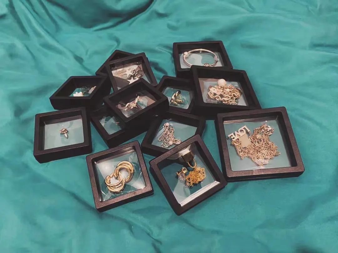 Spot customized multi color portable transparent PE film display box suspended packing box jewelry ring bracelet box