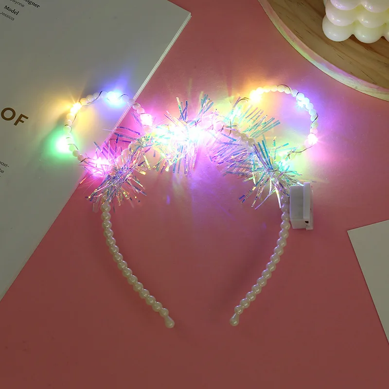 Glow Cat Bunny Ear Horn Hairband Gift Light Flower Garland Headband Party Led Birthday Wedding Costume Halloween