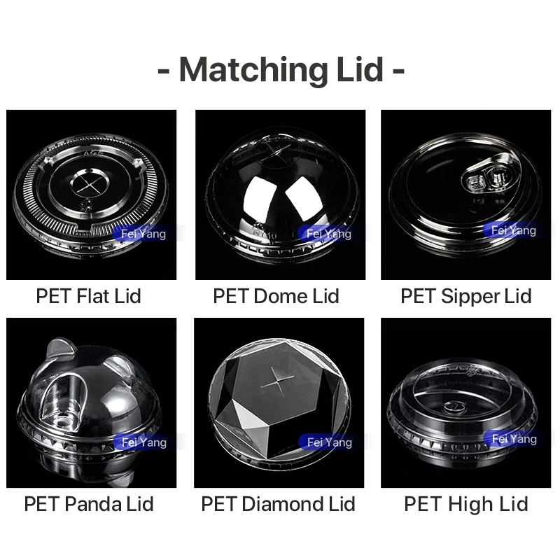 Printing LOGO Plastic pp Pet Cup  95 Caliber 360ml 500ml 700ml Transparent PET clear Plastic Cups with Lid and Straw