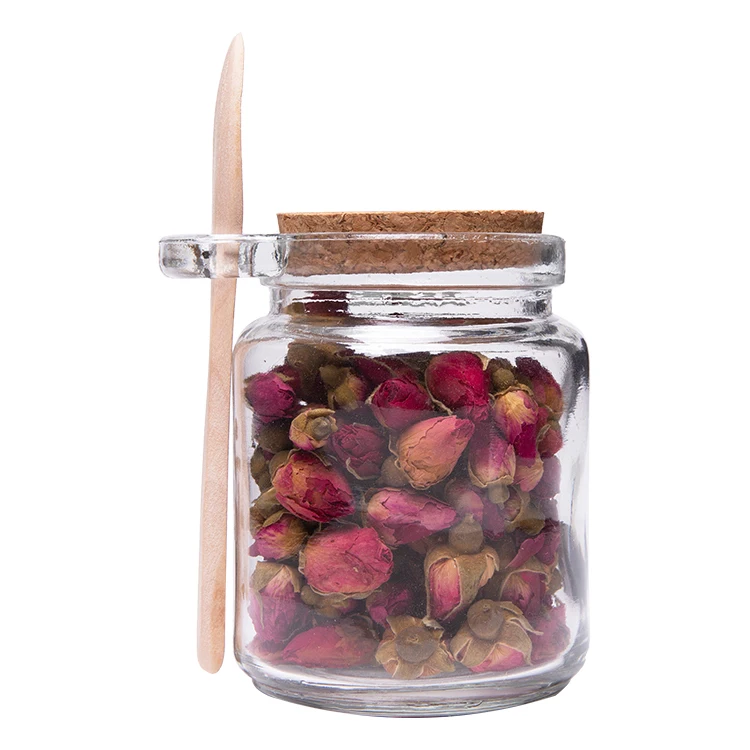 Empty 8.5oz Bath Salt Seasoning Storage Glass Jars with Cork Stopper Wood Spoon