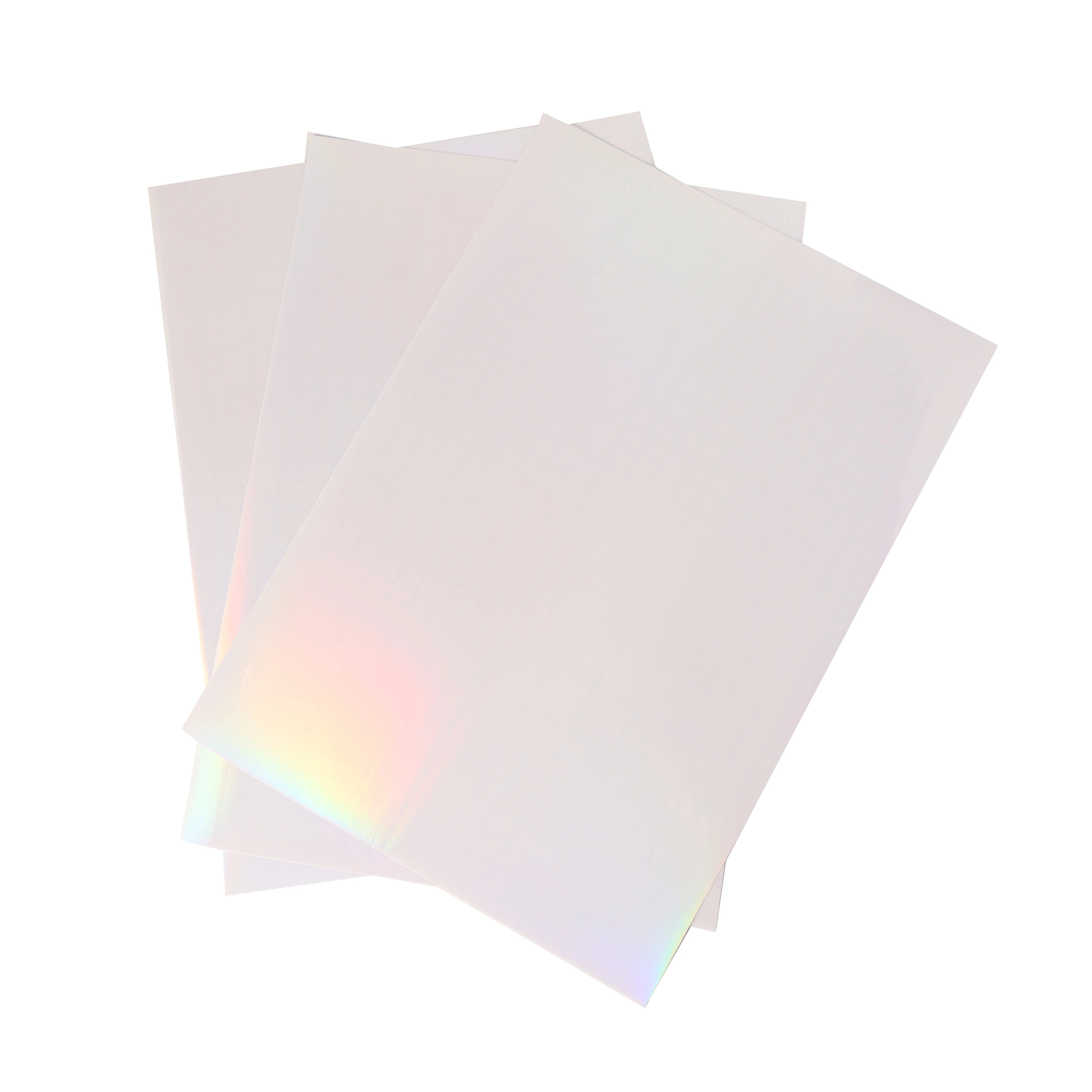 50 Sheets PVC A4 Holographic Overlay Film Self-Adhesive Rainbow Laminating Vinyl Sticker Cold Sheets For Packaging DIY Card