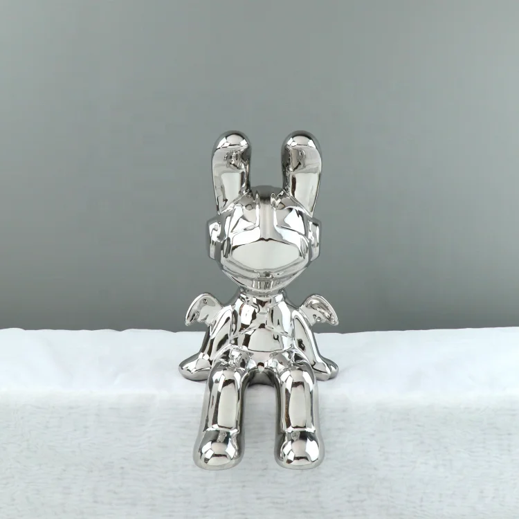 Gold Plated Ceramics Craft Luxury Ceramic Manufacturer Rabbit Figurines Ceramic Jug With Figures Of Animals