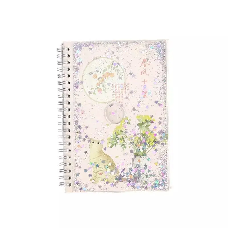 
Custom Printing Cute Hand Book Composition Book Spiral Paper Custom Logo Journal Quicksand Thickening Note Promotion 