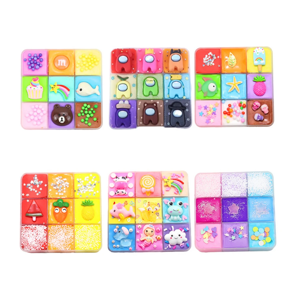 
XQ238 2021 New Arrivals Cotton Clay Mud 9Colors DIY Sludge Toys Slime Birthday Party Favors 