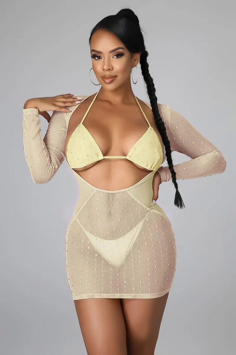 Sexy Lingerie Hot Sale beaded casual Club Dresses Dancer Elegant Black Transparent Rhinestones Night diamond dress