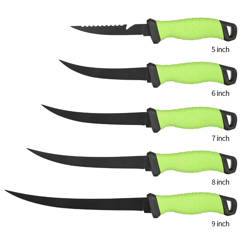 Fishing equipment stainless steel fish knife with PP handle with plastic cover