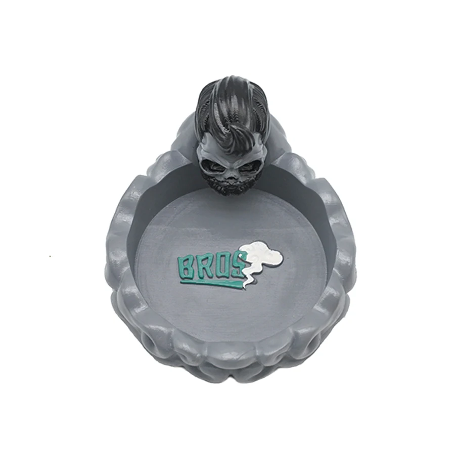 New Wholesale BROS Handmade Resin Rolling Paper Tray Customized Round Ashtray With Custom Logo Man Style